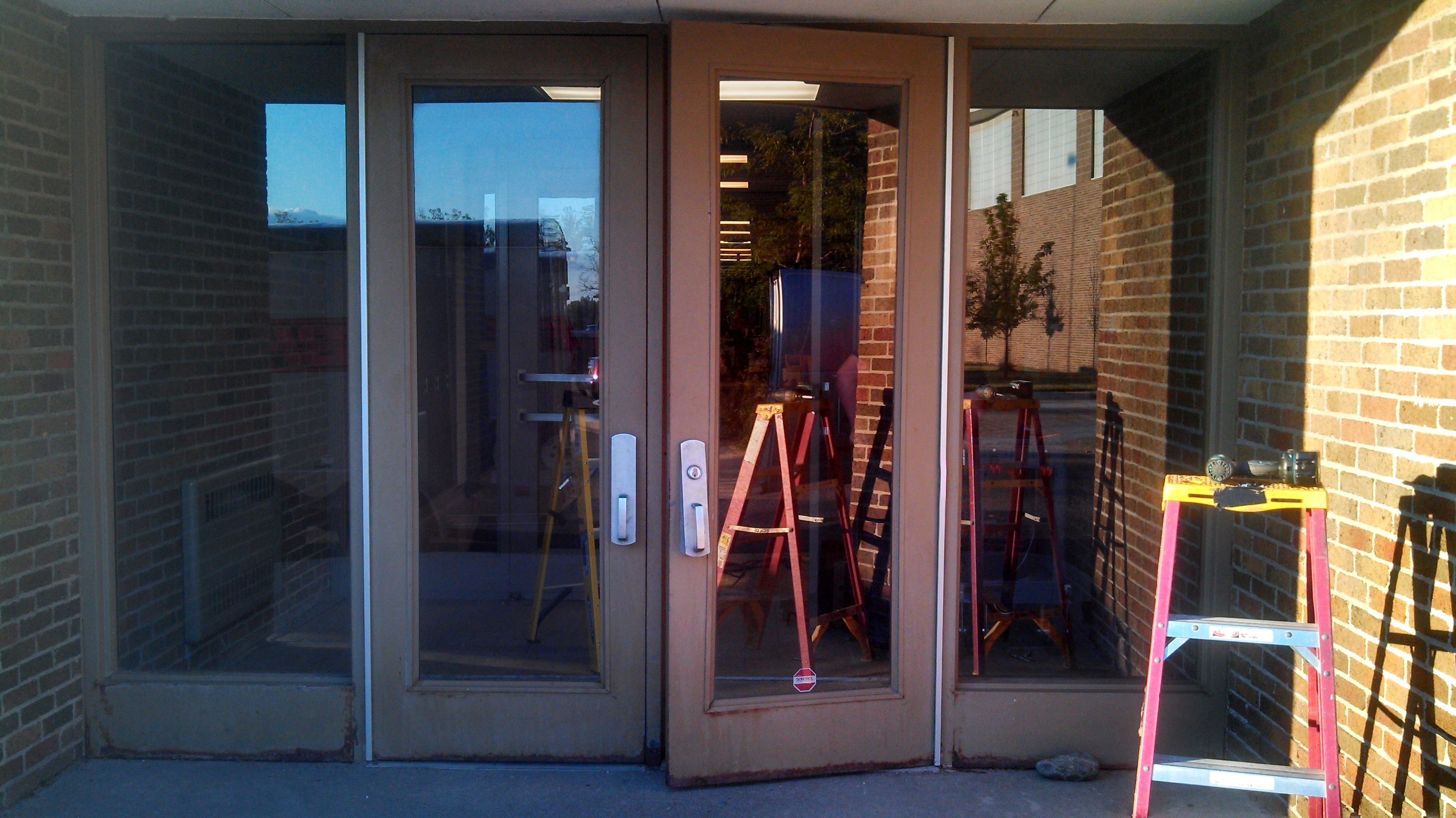 school entrance doors