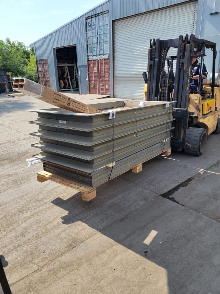 Forklight Picking up Hollow Metal Door Frame