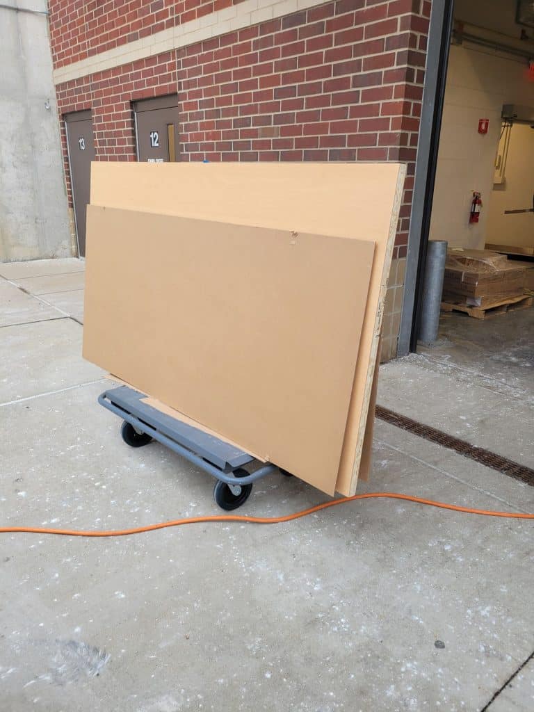 an oversized wood door